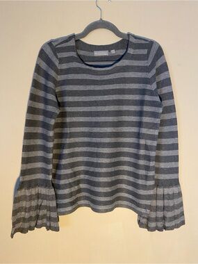 Evolution by Cyrus Gray Striped Bell-Sleeve Knit Top